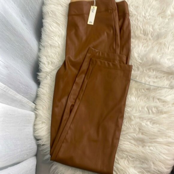 Ma studio brown fau leather leggings size L NWT - Picture 3 of 6